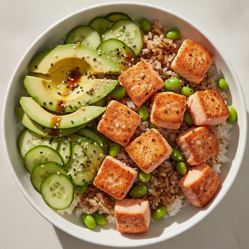 Sushi Rice Bowl with Salmon and Avocado