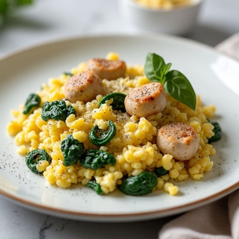 Cottage Cheese Scramble with Spinach and Smoked Turkey