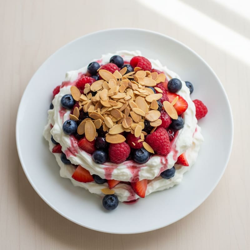 Greek Yogurt Protein Parfait with Mixed Berries and Almonds