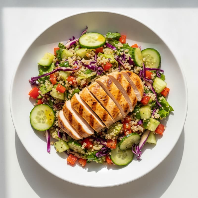 Grilled Chicken and Quinoa Power Salad with Crunchy Vegetables