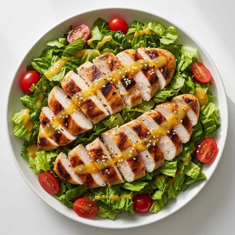 Grilled Chicken Breast with Crisp Romaine and Cherry Tomatoes