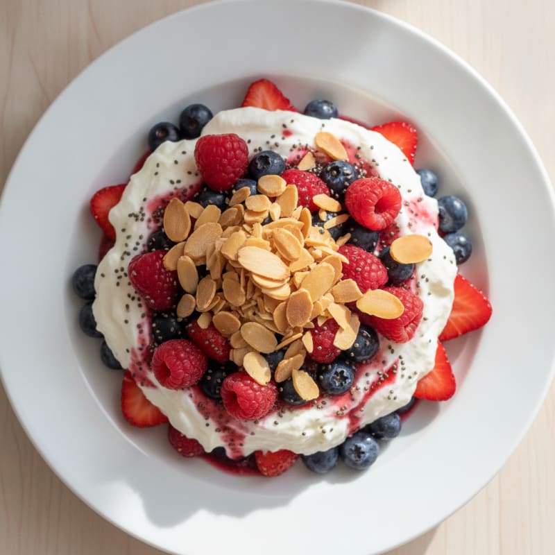 Greek Yogurt Protein Parfait with Mixed Berries