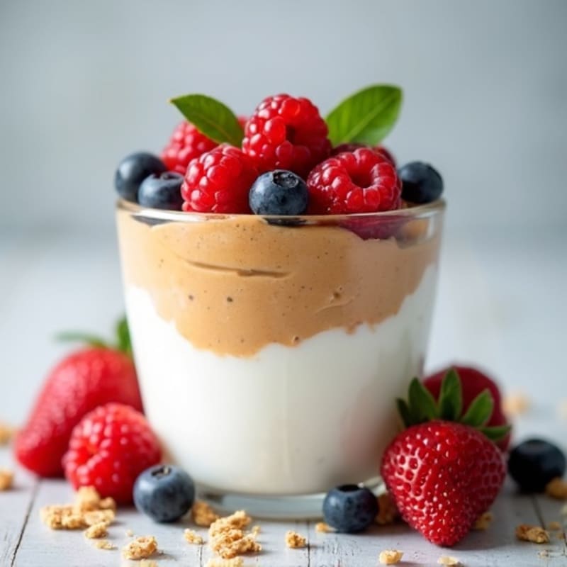 Creamy Greek Yogurt Parfait with Almond Butter and Mixed Berries