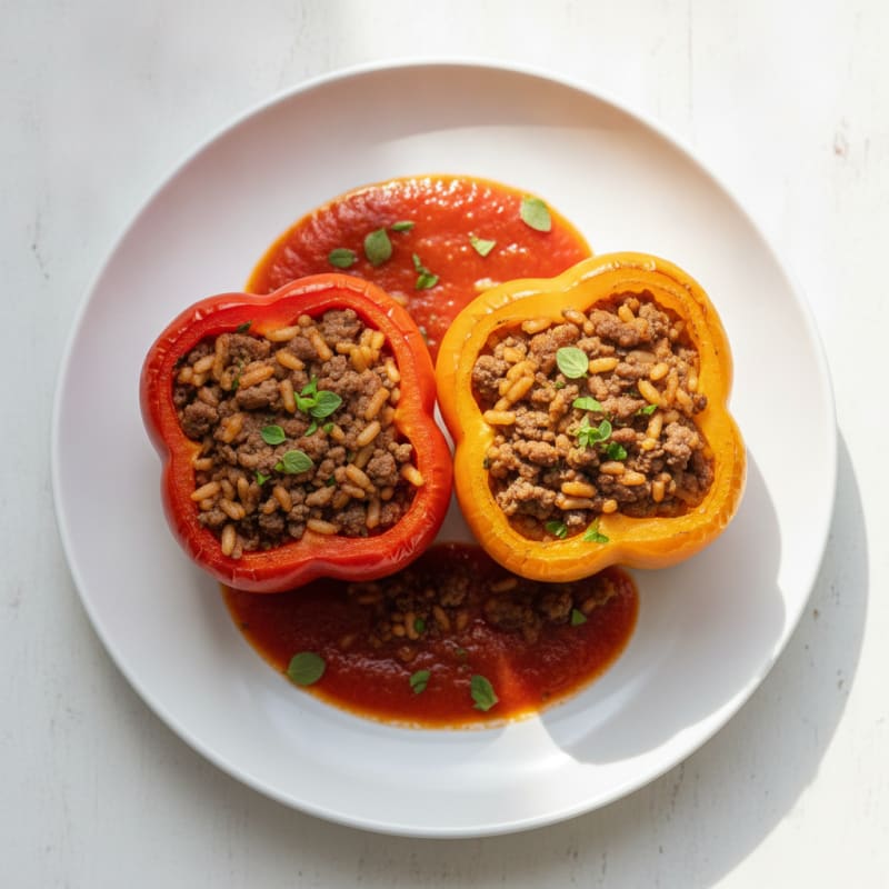 Beef and Rice Stuffed Bell Peppers