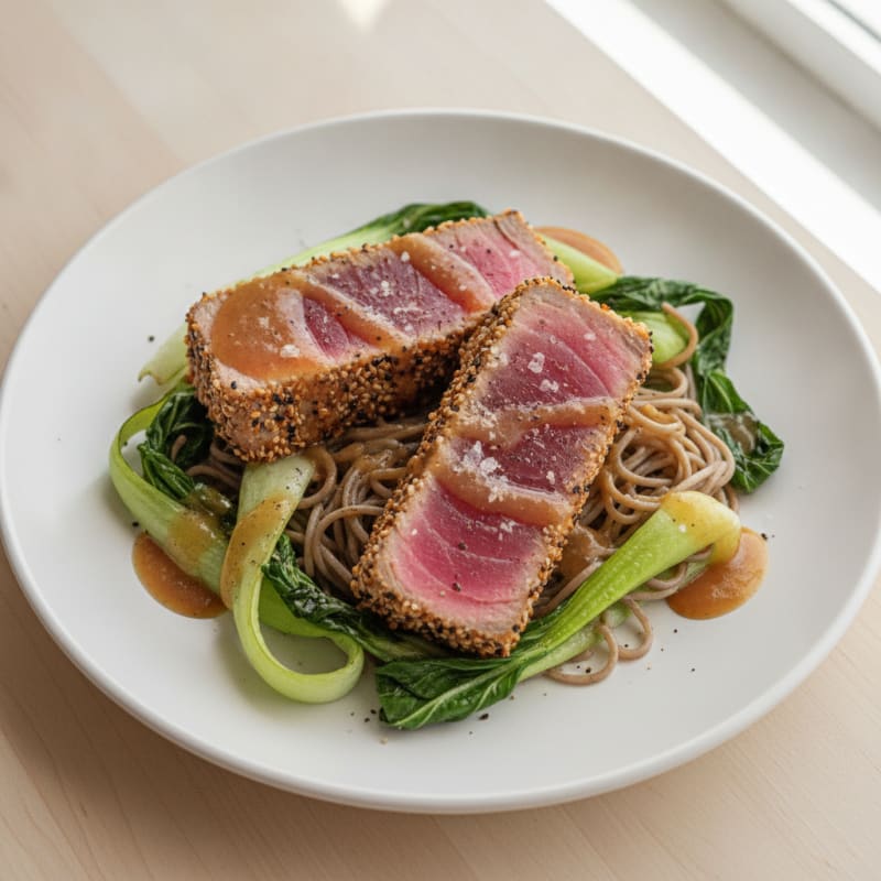 Pan-Seared Ahi Tuna with Sesame-Ginger Glaze