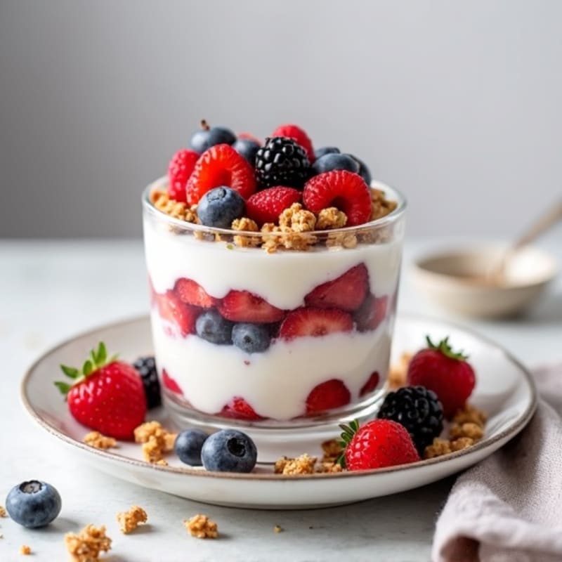 Greek Yogurt Protein Parfait with Mixed Berries