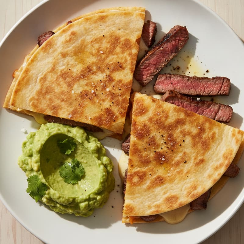 Carne Asada Quesadillas with Guacamole