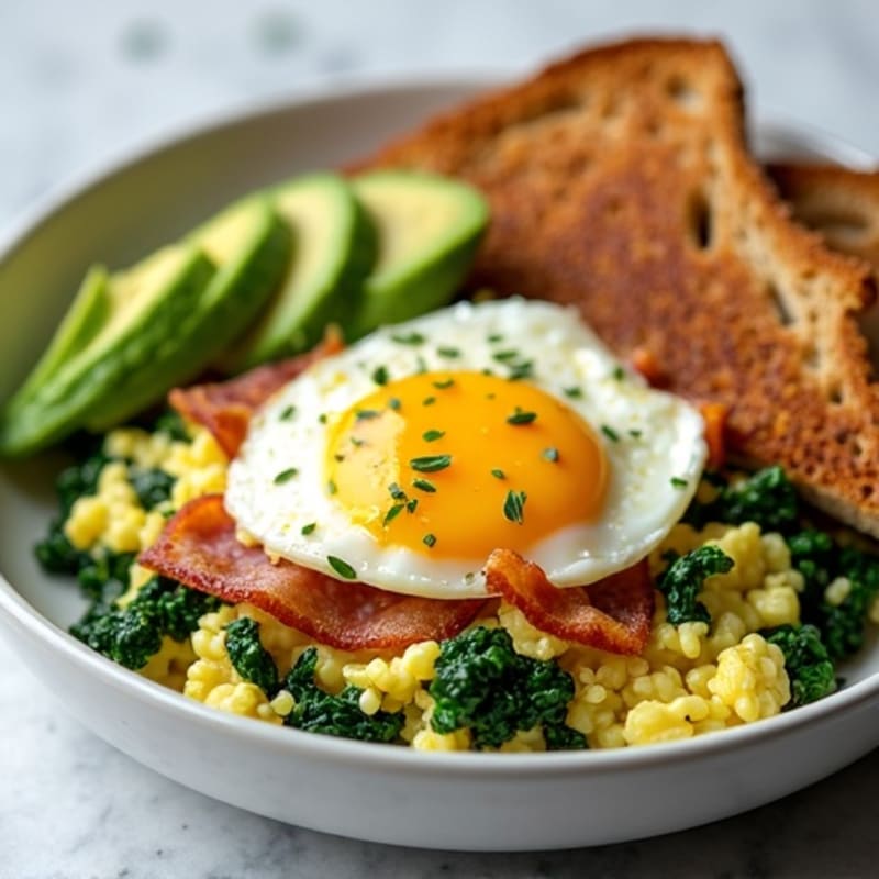 Egg White Scramble with Spinach and Turkey Bacon