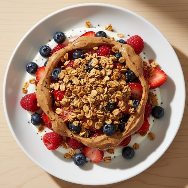 Greek Yogurt Parfait with Mixed Berries and Almond Butter