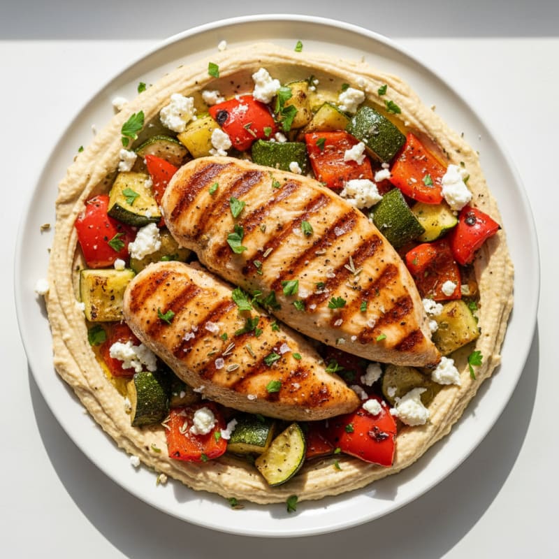 Hummus Platter with Roasted Vegetables