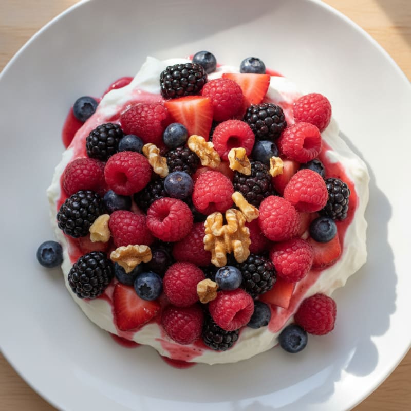 Creamy Greek Yogurt Protein Mousse with Mixed Berries