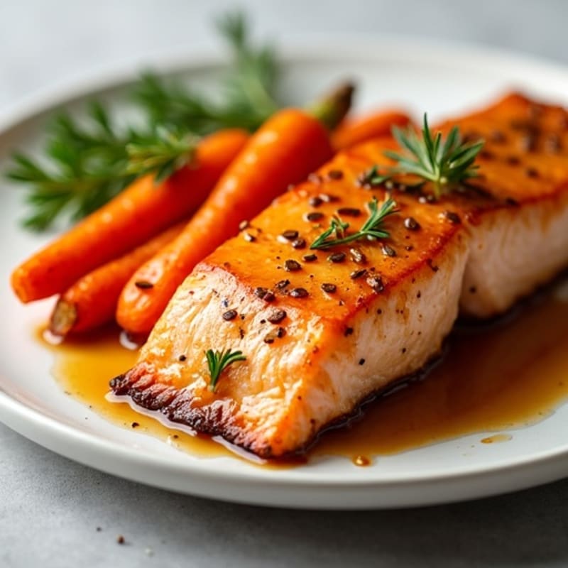 Sheet Pan Maple Glazed Salmon and Roasted Carrots