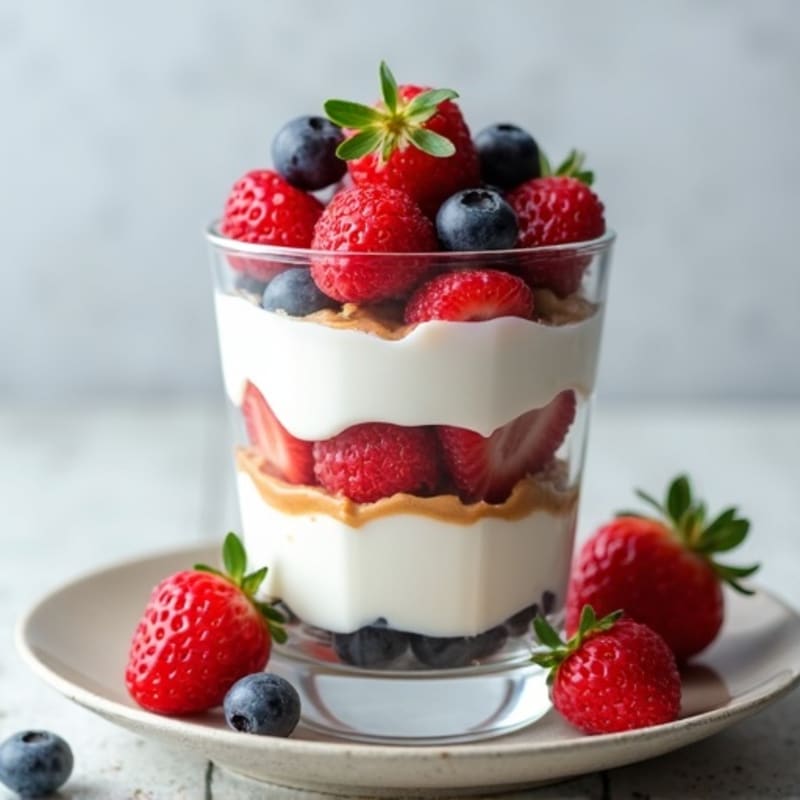 Greek Yogurt Protein Parfait with Mixed Berries and Almond Butter
