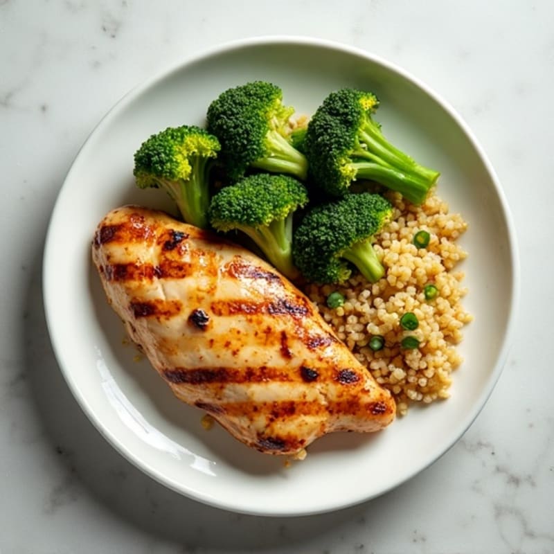 Grilled Chicken Breast with Roasted Broccoli and Quinoa