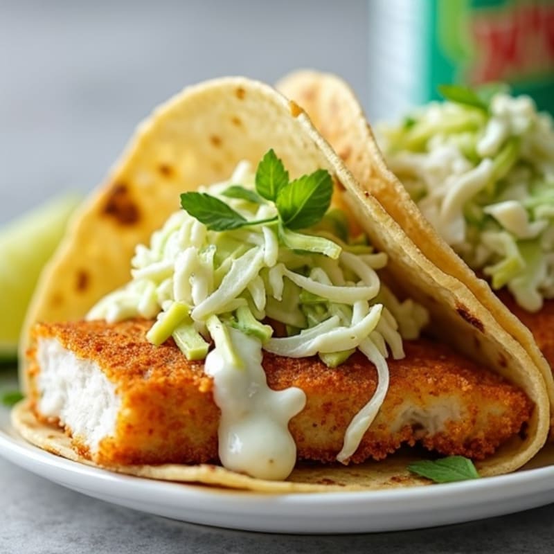 Crispy Baked Fish Tacos with Fresh Cabbage Slaw