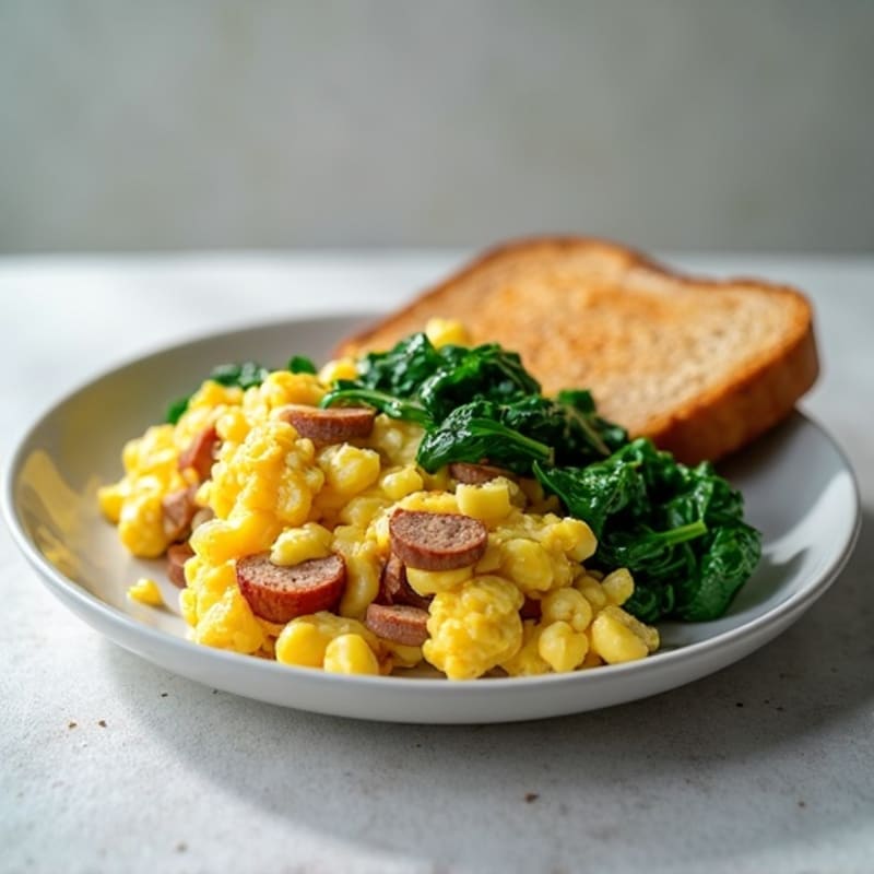 Egg White and Turkey Sausage Scramble with Spinach