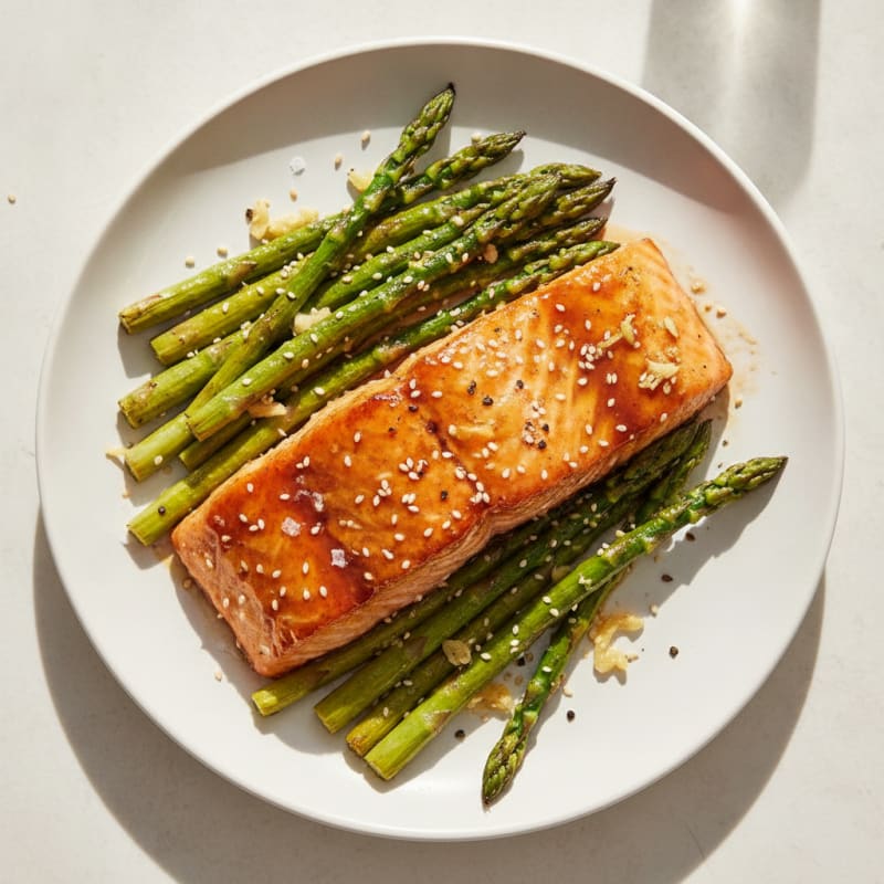 Teriyaki-Glazed Salmon with Roasted Asparagus