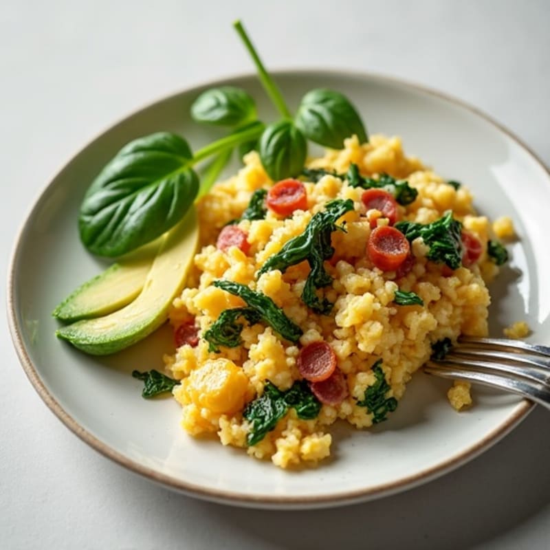 Egg White and Spinach Scramble with Turkey Bacon