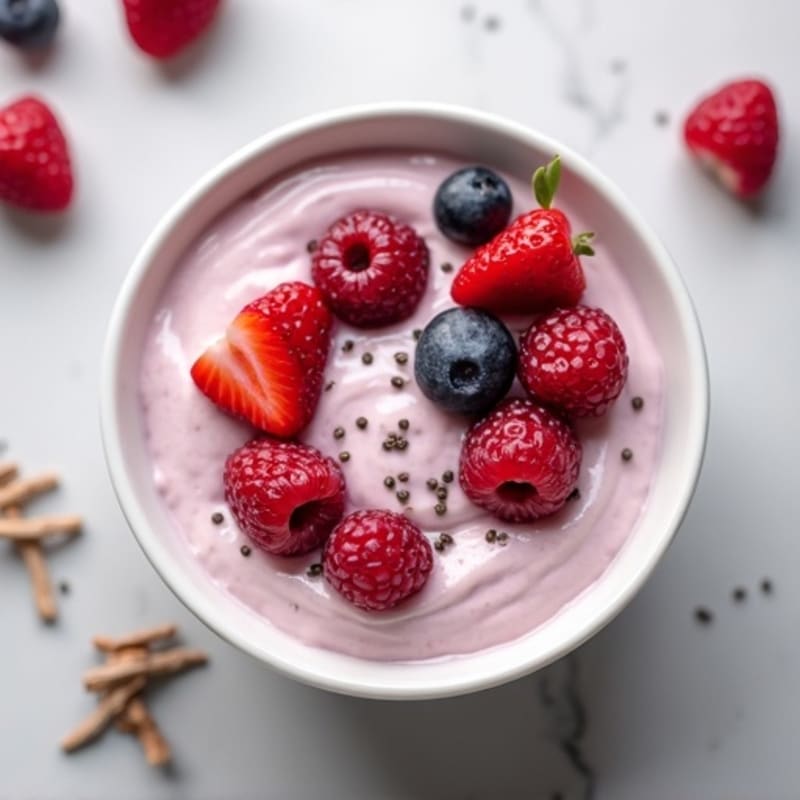 Silky Greek Yogurt Protein Pudding with Mixed Berries