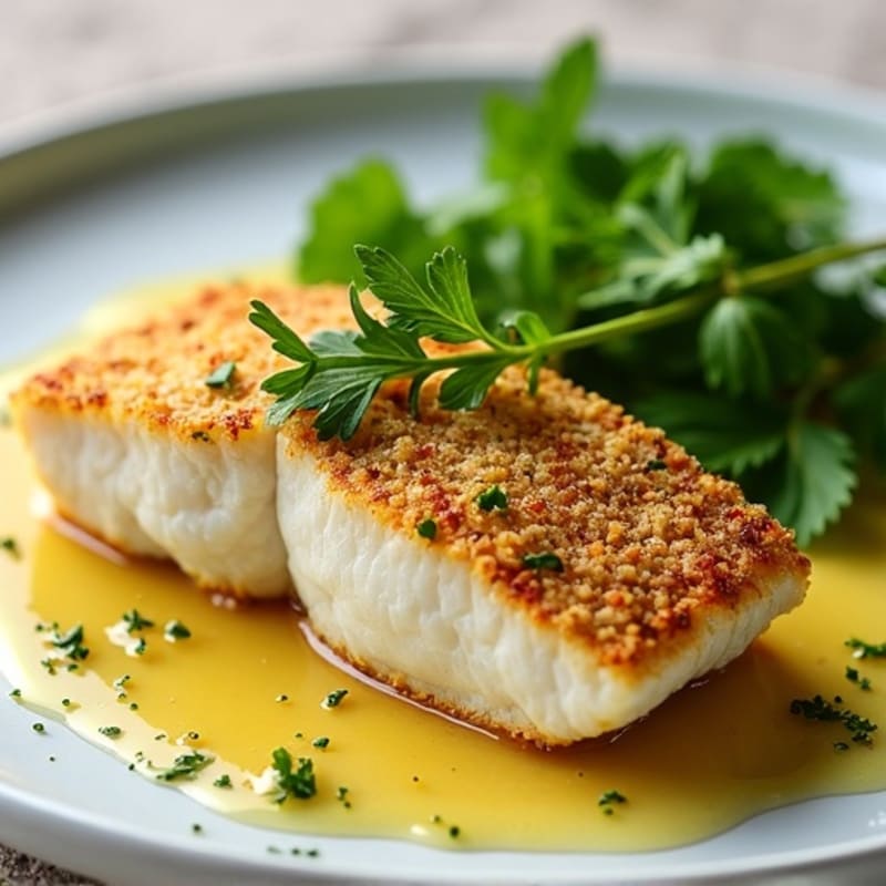 Herb-Crusted Garlic Butter Pan-Seared Fish