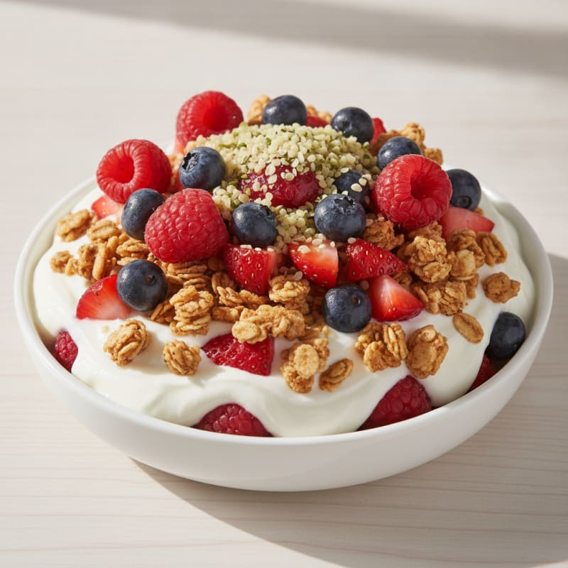 Greek Yogurt Parfait with Mixed Berries and Protein Granola