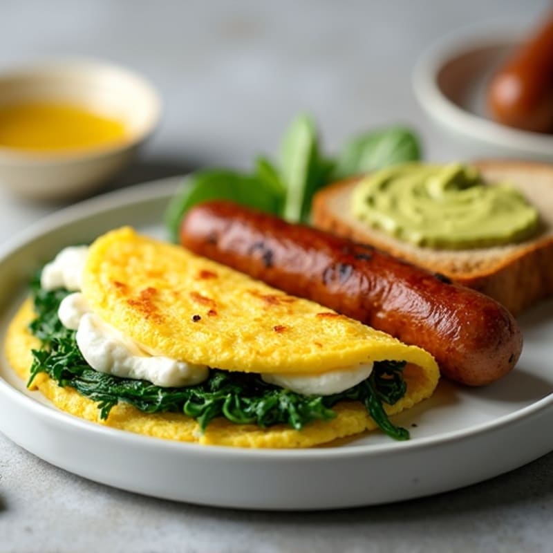 Egg White Spinach Omelette with Turkey Sausage