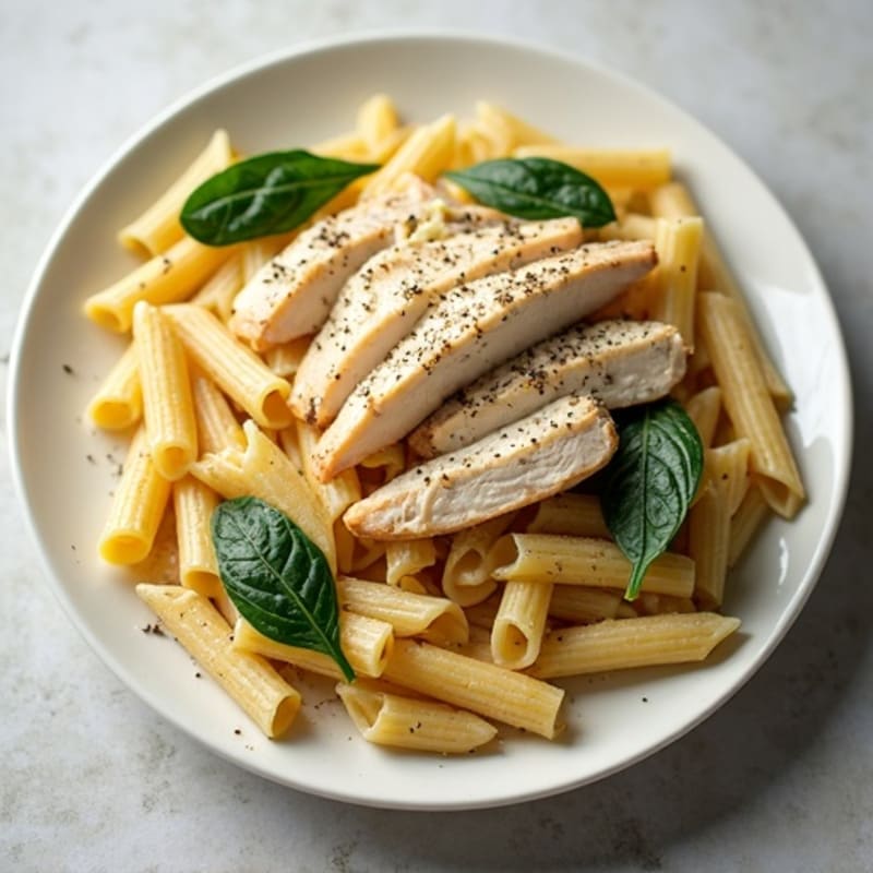 Healthy Creamy Chicken Alfredo Pasta