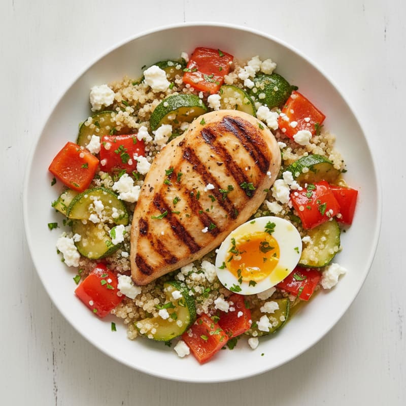 Grilled Chicken Breast with Roasted Vegetables and Quinoa
