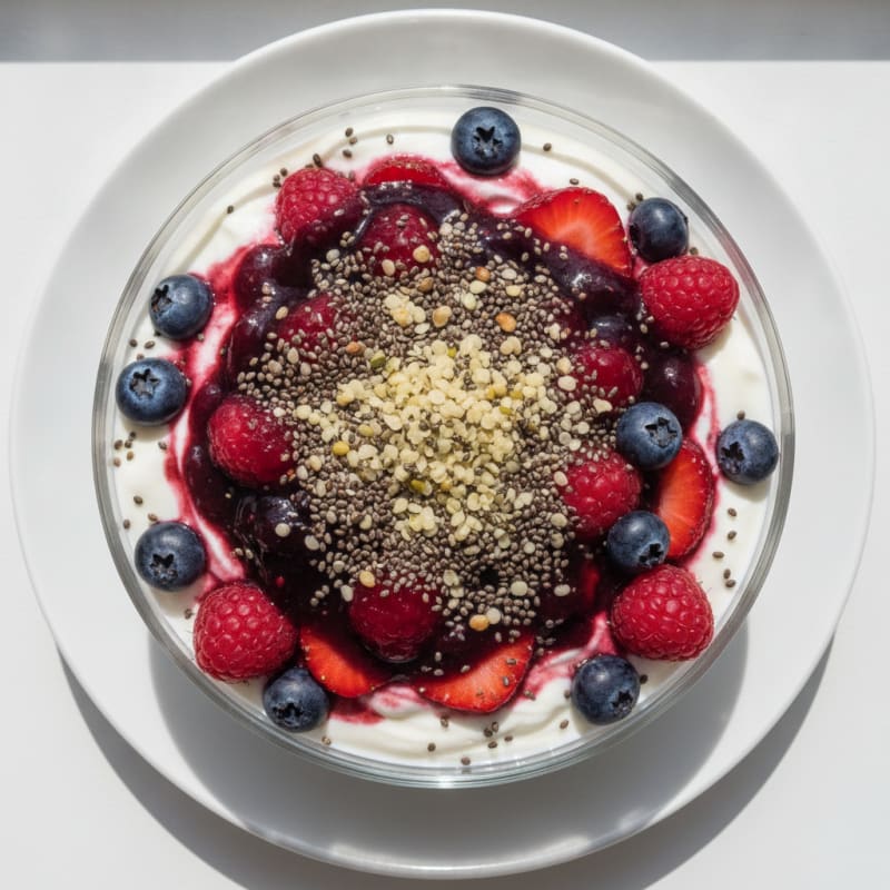 Greek Yogurt Parfait with Mixed Berries and Chia Seeds