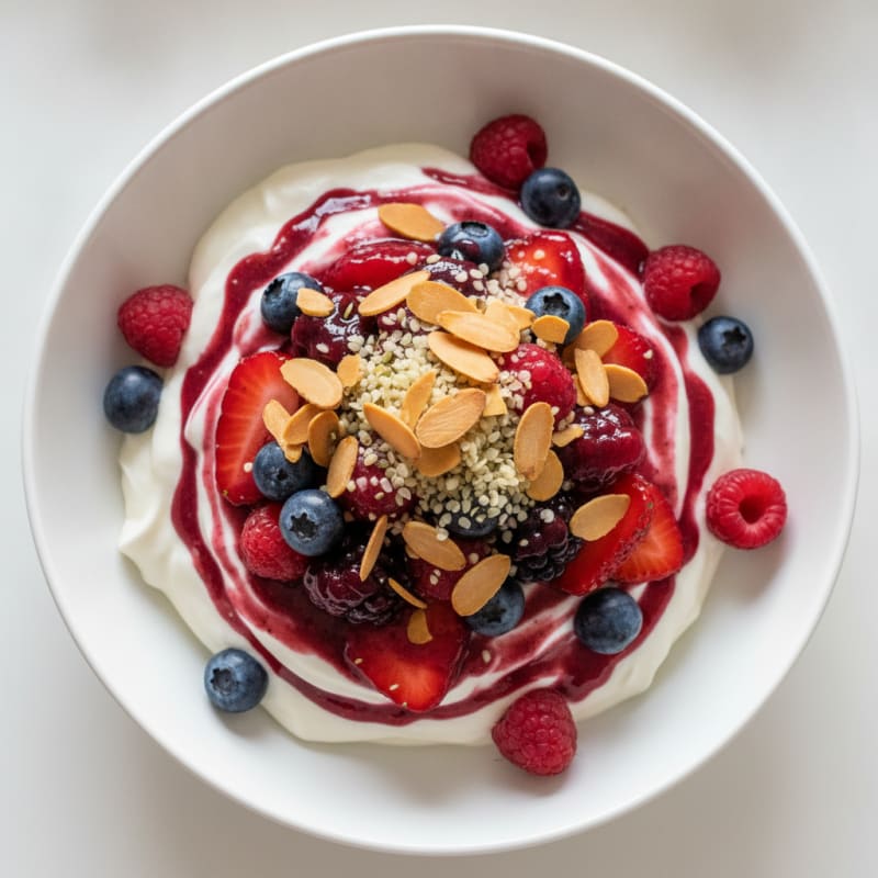 Greek Yogurt Protein Parfait with Mixed Berries