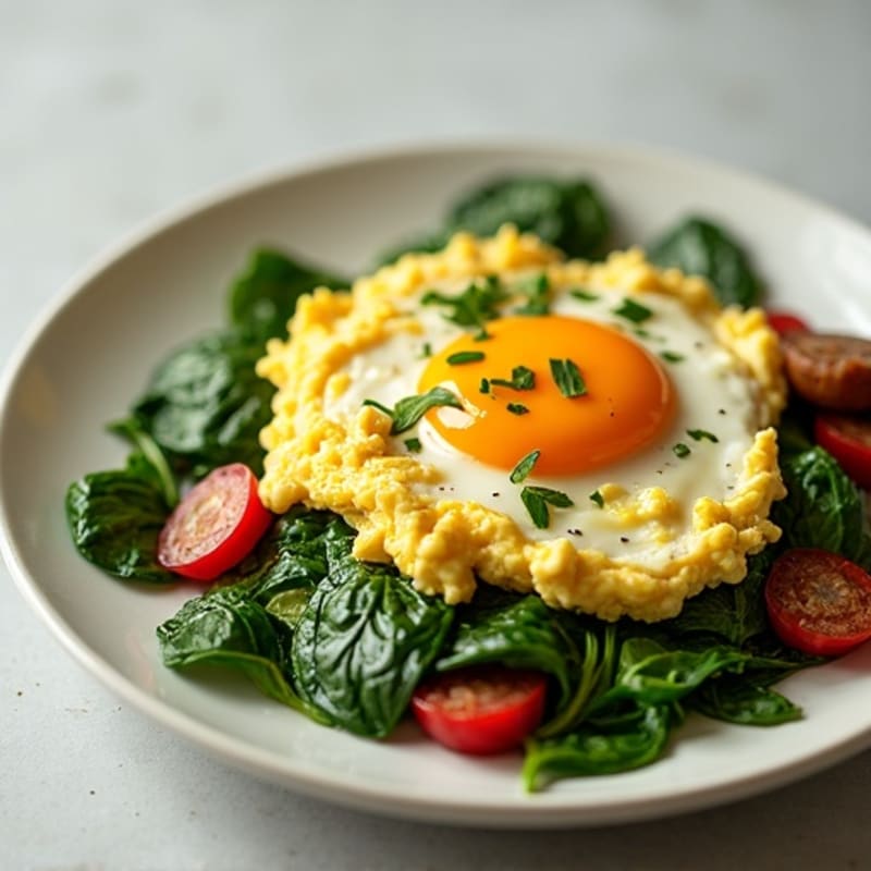 Egg White Spinach Scramble with Turkey Sausage