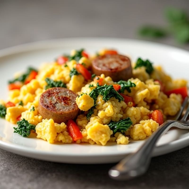 Egg White Veggie Scramble with Turkey Sausage