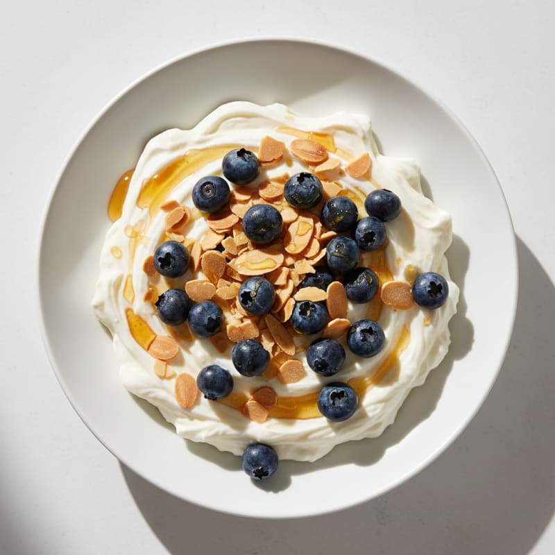 Creamy Vanilla Protein Yogurt with Sliced Almonds
