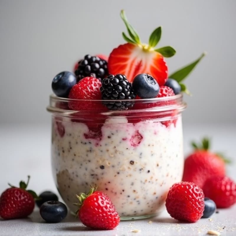 Vanilla-Berry Protein Overnight Oats