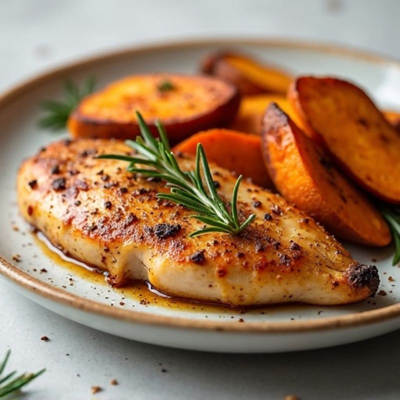 Herb-Roasted Chicken and Cinnamon Sweet Potato Wedges