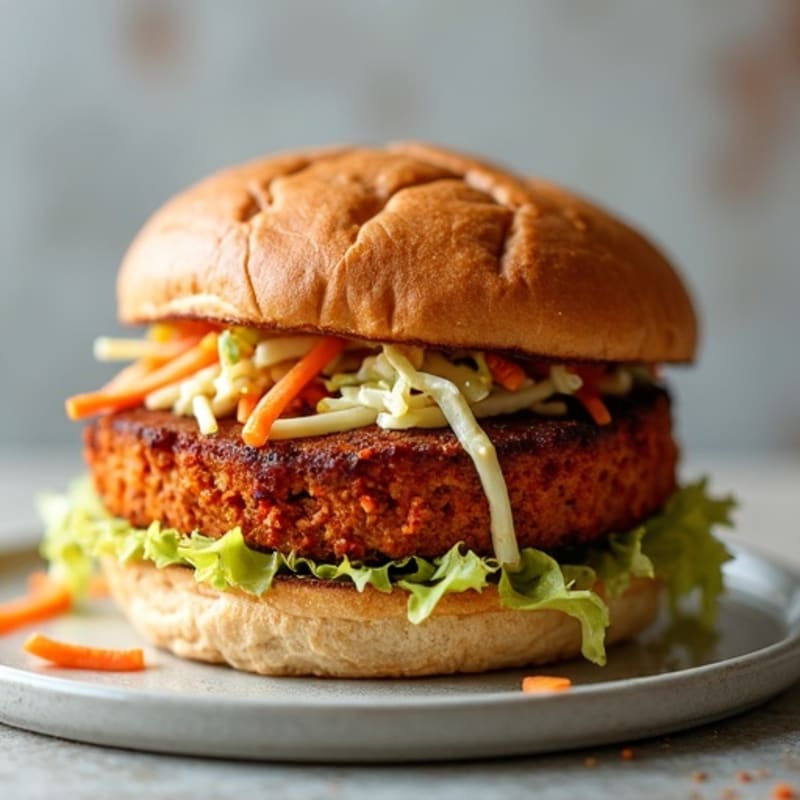 Smoky BBQ Tempeh Sandwich with Crispy Slaw