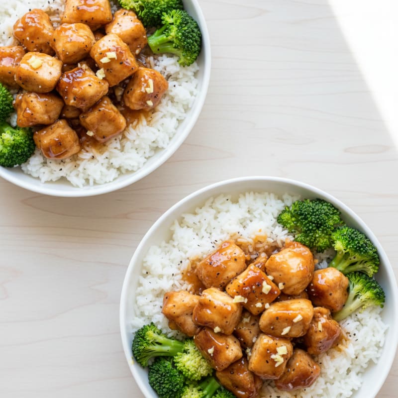 Crispy Honey-Garlic Chicken Bowls