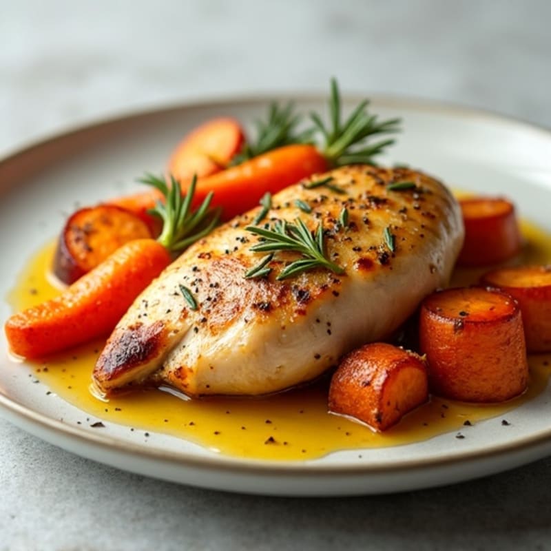 Herb-Roasted Chicken with Crispy Root Vegetable Medley