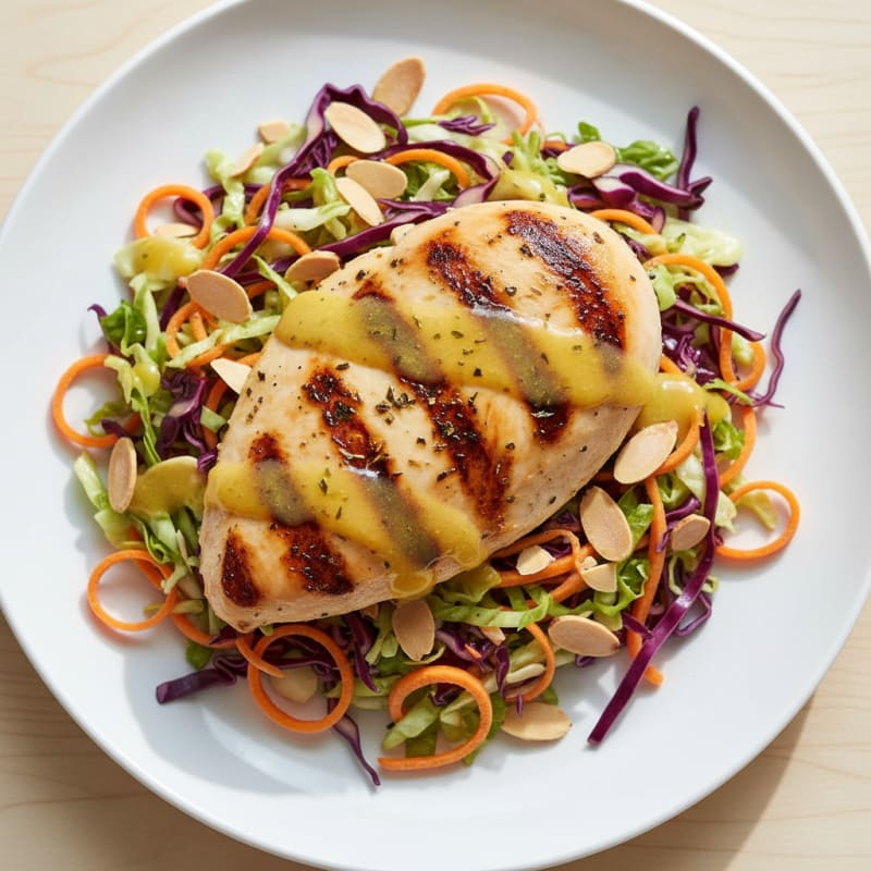 Grilled Chicken Breast with Crunchy Cabbage Slaw
