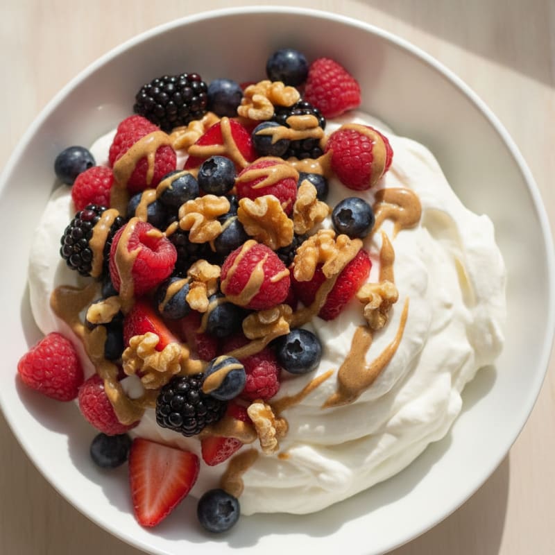 Silky Greek Yogurt Protein Mousse with Mixed Berries