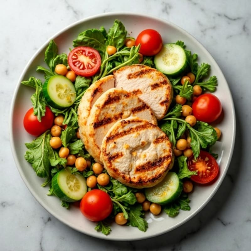 Grilled Turkey Breast Salad with Chickpeas and Olive Oil Vinaigrette