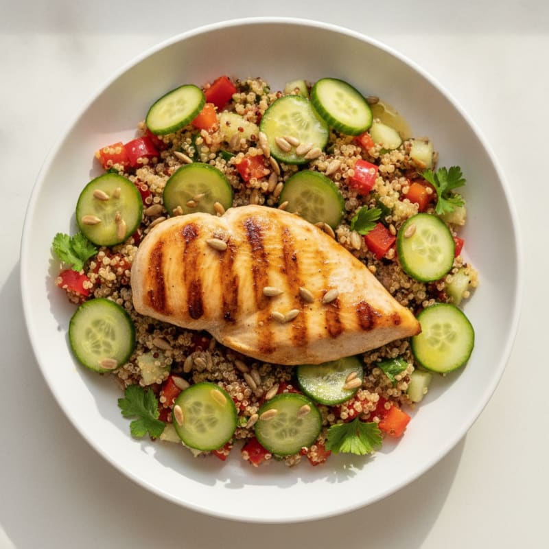Grilled Chicken Breast with Crunchy Quinoa Salad