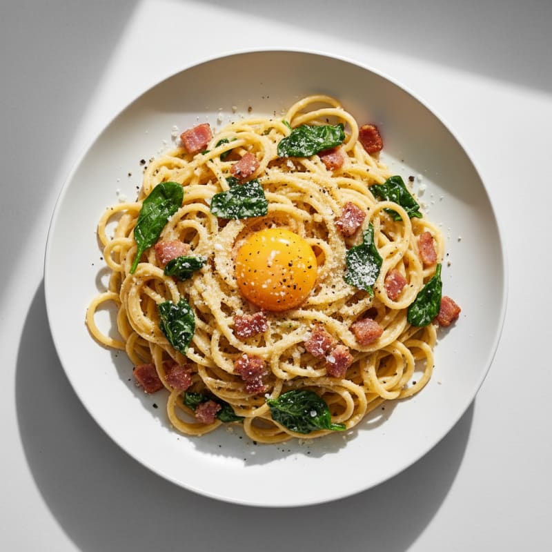 Creamy Pancetta Carbonara with Silky Egg Yolk