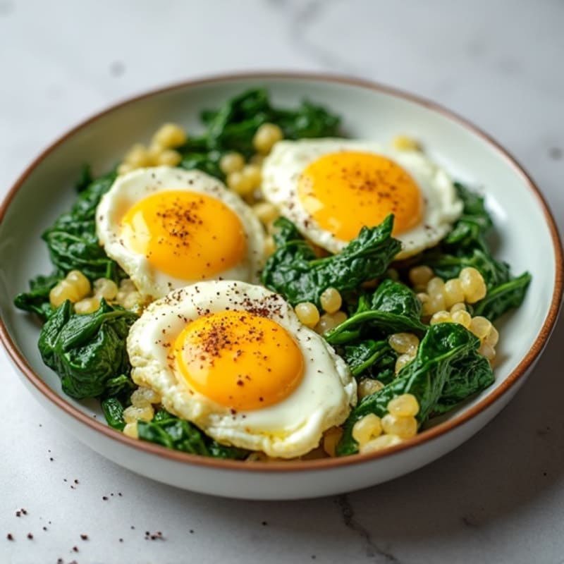 Scrambled Eggs with Spinach and Cottage Cheese