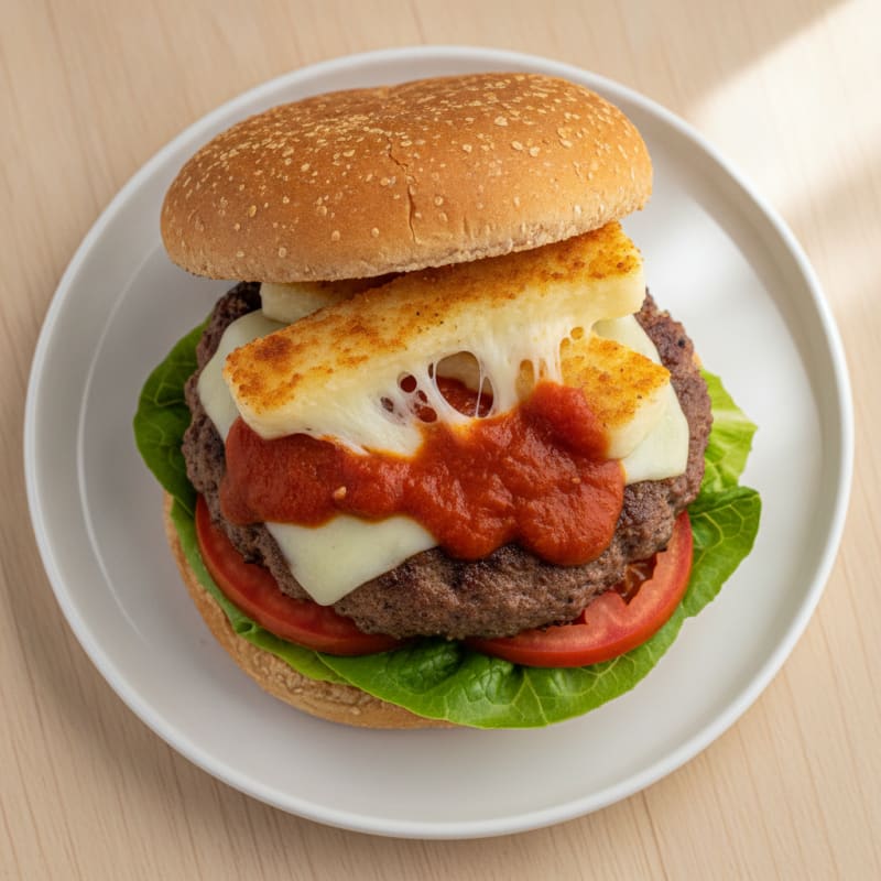 Clean-Eating Mozzarella Stick Beef Burger