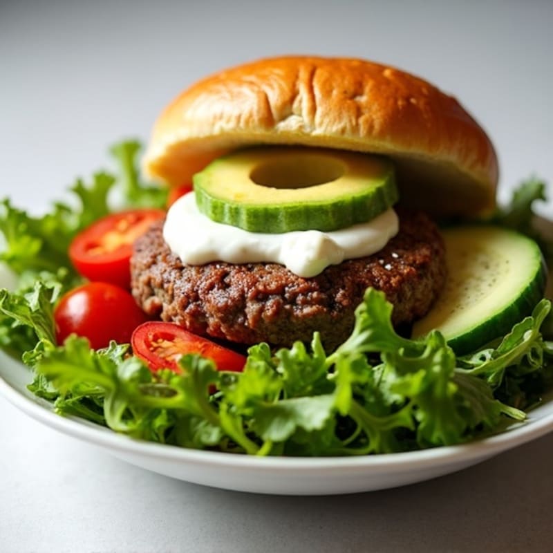Lean Ground Beef Burger Bowl with Creamy Tangy Dressing