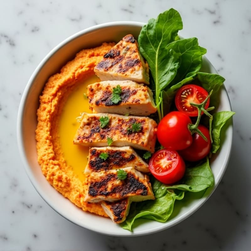 Creamy Roasted Red Pepper Hummus Bowl