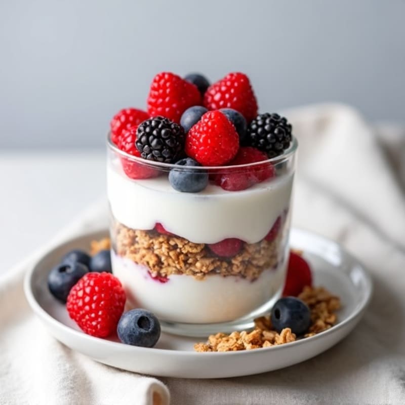 Greek Yogurt Protein Parfait with Mixed Berries