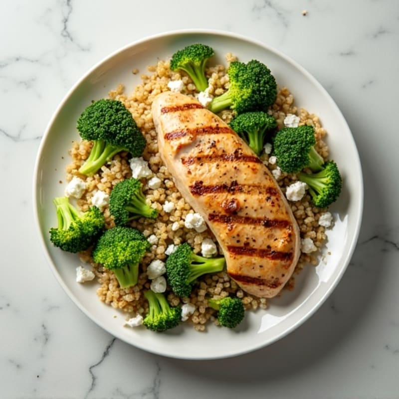 Grilled Chicken and Quinoa Salad with Roasted Broccoli