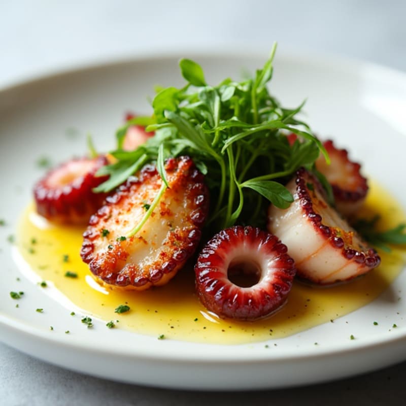 Herb-Garlic Pan Seared Octopus with Lemon
